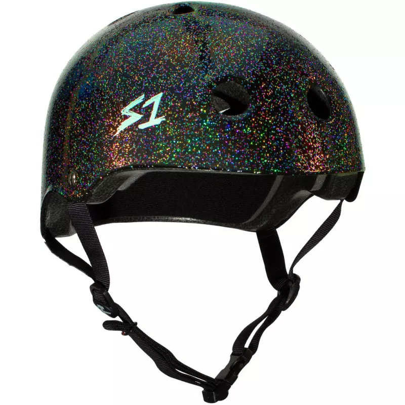 Skateboard helmet S-One Lifer Black Gloss Glitter 2024 