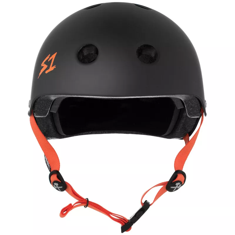 Skateboard helmet S-One Lifer Black Matte Orange Straps 2024 