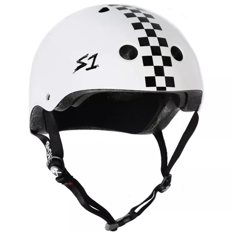 Skateboard helmet S-One Mega Lifer White With Checkers 2024 