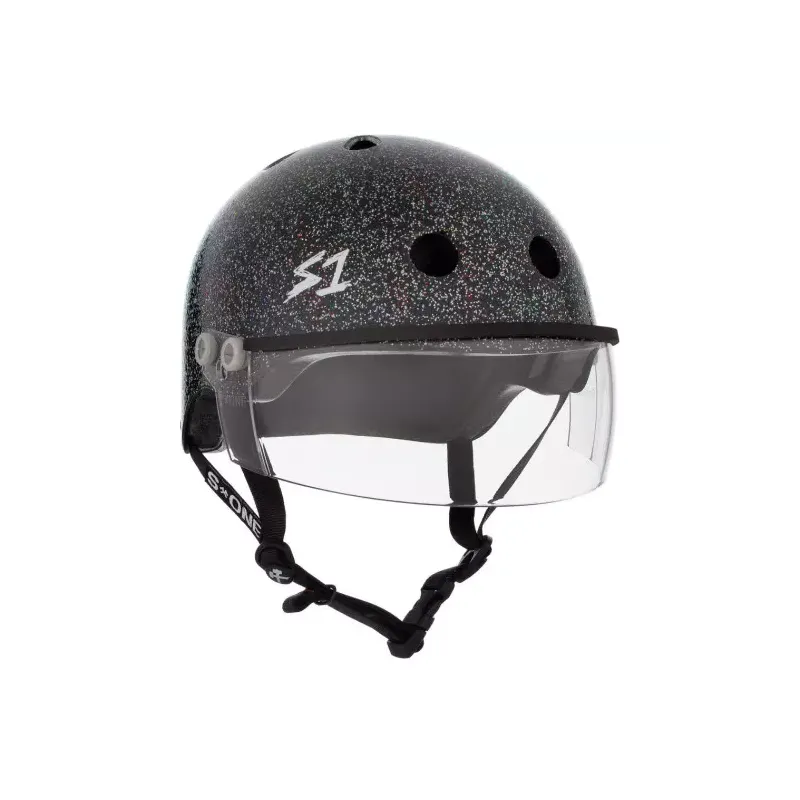 Skateboard helmet S-One Lifer Visor Black Gloss Glitter 2024 