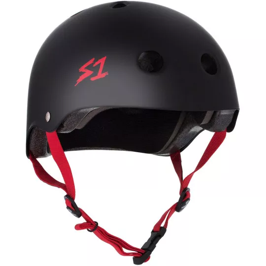 Skateboard helmet S-One Lifer Black Matte Red Straps 2024 